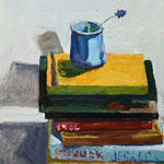 Kate Kern Mundie, "Books and Lavender", 14" x 11", oil on panel