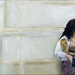 Nicole Maye Luga, "IDGAF", 9" x 15", oil on panel