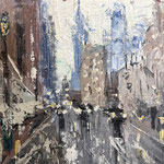 Gregory Prestegord, "Mini Street Lights", 8” x 8”, oil on panel