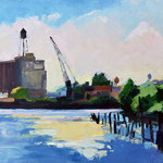 Kate Kern Mundie, "Delaware River from Pier 53", 9" x 12", oil on panel