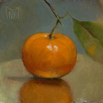 Nancy Bea Miller, "Mandarin", 4” x 4”, oil on panel
