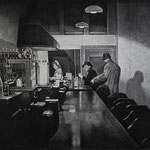 Rick Buttari, "Diner Interior", 20” x 26”, charcoal on paper