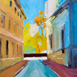 Kate Kern Mundie, "St. James Street", 12" x 9", oil on treated paper mounted on panel
