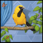 Tom Palmore, "Black and Yellow Bird", 30" x 30", oil/acrylic