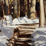 Robert Heilman, "Winter Path", 6 1/2” x 4 1/2”, oil on panel