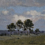 Robert Heilman, "Summer Clouds", 3 1/2” x 3 1/2”, oil on panel