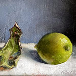 Nancy Bea Miller, "Leaf and Lime", 5" x 7", oil