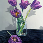 Fred Danziger, "5 Tulips", 14" x 11", oil 