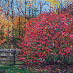 38. Fred Danziger, "Autumn Redbush", 7” x 9”, oil on panel