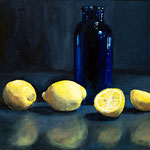 Nicole Maye Luga, "Blue with Lemons", 6" x 6", oil on panel