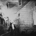 Rick Buttari, "House Fire", 22” x 28”, charcoal on paper