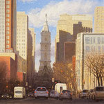 Robert Heilman, "Center City", 12” x 12”, oil on panel