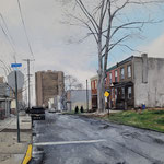 Shushana Rucker, "Camden Side Street", oil on panel, 12” x 12”