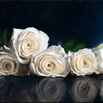 Nicole Maye Luga, "White Roses", 8" x 12", oil on panel