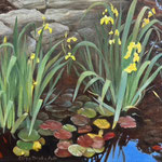 Eliza Auth, “Irises and Koi”, 11" x 14", oil on canvas