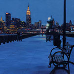 Fred Danziger, "Blue New York Night", 24" x 36", oil