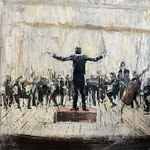 Gregory Prestegord, " Conductor", oil on panel, 24" x 24"