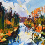 Kate Kern Mundie, "Wissahickon (Kitchen Lane)", 10" x 10", oil on panel