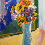 Kate Kern Mundie, "Flowers and Map", 12" x 9", oil on panel