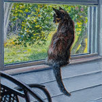 Fred Danziger, "Cat at the Window", 4" x 6", oil