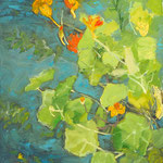 Nicole Maye Luga, "Nasturtiums", oil on panel, 5.75" x 4"