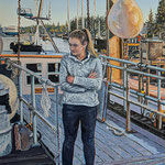 Fred Danziger, "The Girl on the Dock", 9" x 12.75", oil 