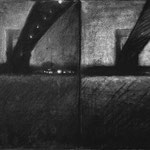 Rick Buttari, "Steichen Bridges", 17” x 22”, charcoal on paper