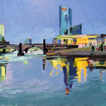 Kate Kern Mundie, "30th St Station Bridge over the Schuylkill", 16" x 20", oil on panel