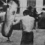 Rick Buttari, "Boxing Gym (study)", 12” x 17”, charcoal on paper