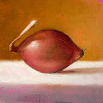 Nancy Bea Miller, "Single Shallot", 4” x 6”, oil on canvas