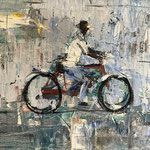 Gregory Prestegord, "Boy on Bike", 11" x 14", oil