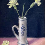 Nancy Bea Miller, "Carnations and Delft Vase", 8" x 6", oil
