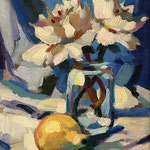 Al Gury, "White Peonies", 10" x 8", oil on panel