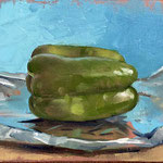 Nancy Bea Miller, "Bell Pepper on Tinfoil", 6" x 8", oil