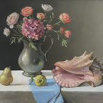 Nancy Bea Miller, "Still Life with Conch Shell", 20" x 24", oil