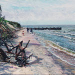 Fred Danziger, "Beachcomers", 9" x 12", oil