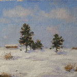 Robert Heilman, "Winter Fields", 3 1/4” x 3 1/2”, oil on panel