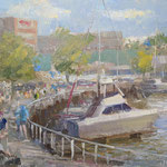 Charles Newman, "Something is Phishy at the BB&T", 11" x 14", oil on linen panel