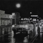 Rick Buttari, "Foodmart", 17” x 22”, charcoal on paper