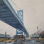 Shushana Rucker, "Beneath the Bridge", oil on panel, 10" x 8"