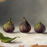 Nancy Bea Miller, "Three Figs", 6” x 8”, oil on canvas