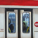 Nicole Maye Luga, "Spruce Street Line", oil on panel, 14" x 48"