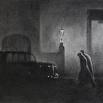 Rick Buttari, "Two Shadowy Figures", 15” x 21”, charcoal on paper