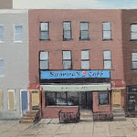 Shushana Rucker, "Brunch Spot", oil on panel, 4" x 4"