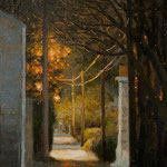 Robert Heilman, "Alley at Night", 4 3/4” x 3 1/2”, oil on panel
