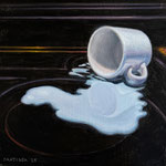 Fred Danziger, "Spilled Milk", 6" x 6", oil