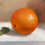Nancy Bea Miller, "Orange and Leaf", 5” x 7”, oil on linen
