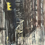 Gregory Prestegord, "Night Broad and Sansom", 36" x 12", oil on panel 