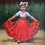 Nancy Bea Miller, "Minding Her Steps", 12" x 12", oil