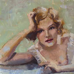 Charles Newman, "Vintage Hand Tinted", 8" x 8", oil on panel